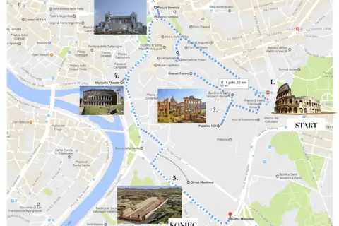 Trasa spacerowa po Rzymie i Watykanie: Koloseum, Forum Romanum, Palatyn, Cyrk Maximus, Teatr Marcellusa.