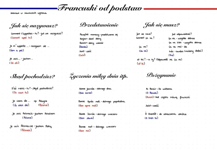 Francuski od podstaw: Jak się nazywasz, przedstawienie, jak się masz, skąd pochodzisz, życzenia i pożegnania. Pozdrawiam po francusku!